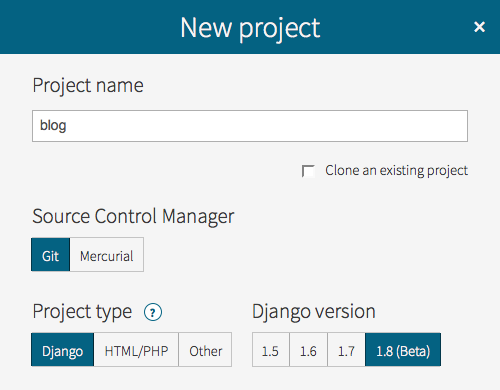 Django 1.8 project on SourceLair